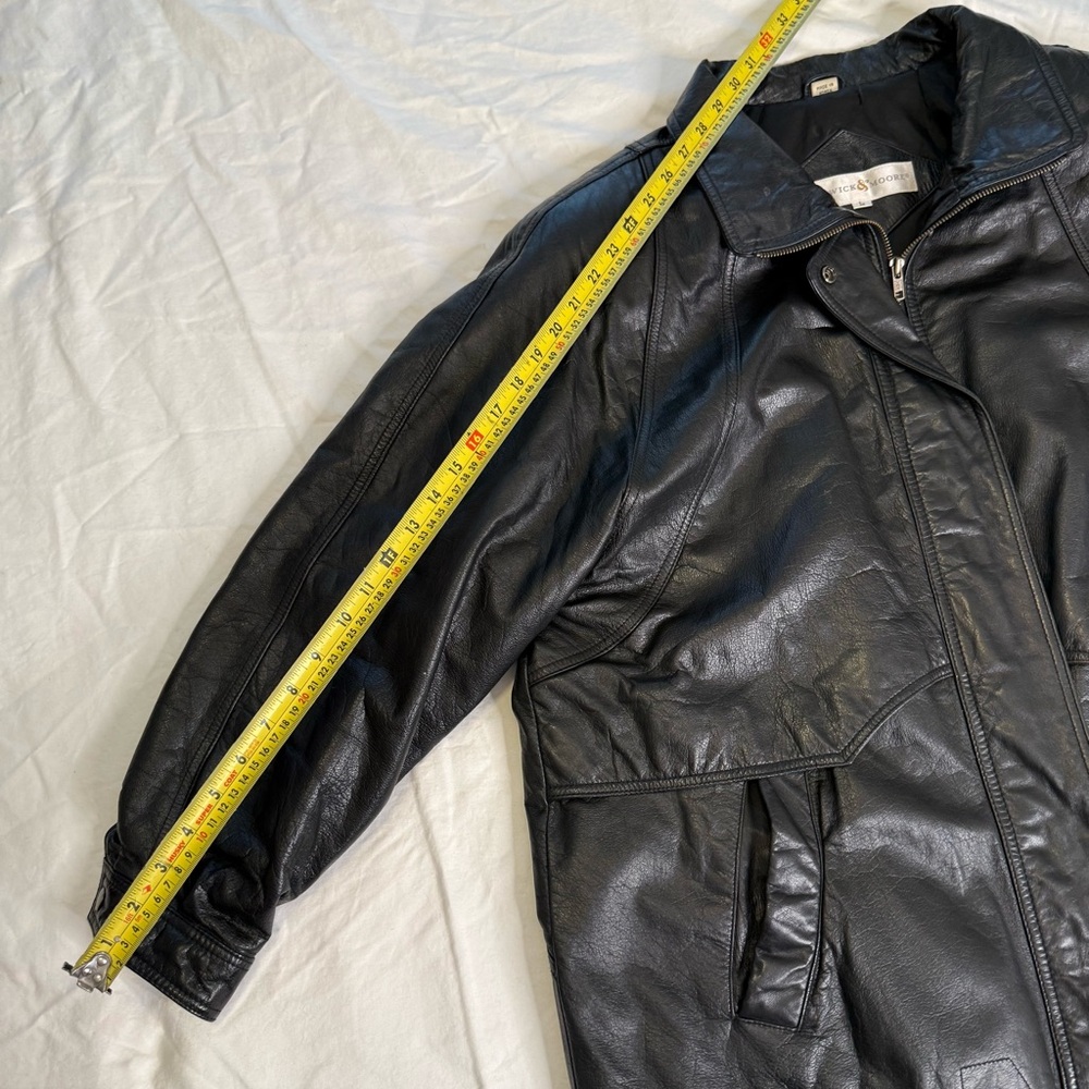 Vintage 90s Oversized Black Genuine Leather Coat L Minimalist Longline Y2K - Picture 13 of 13